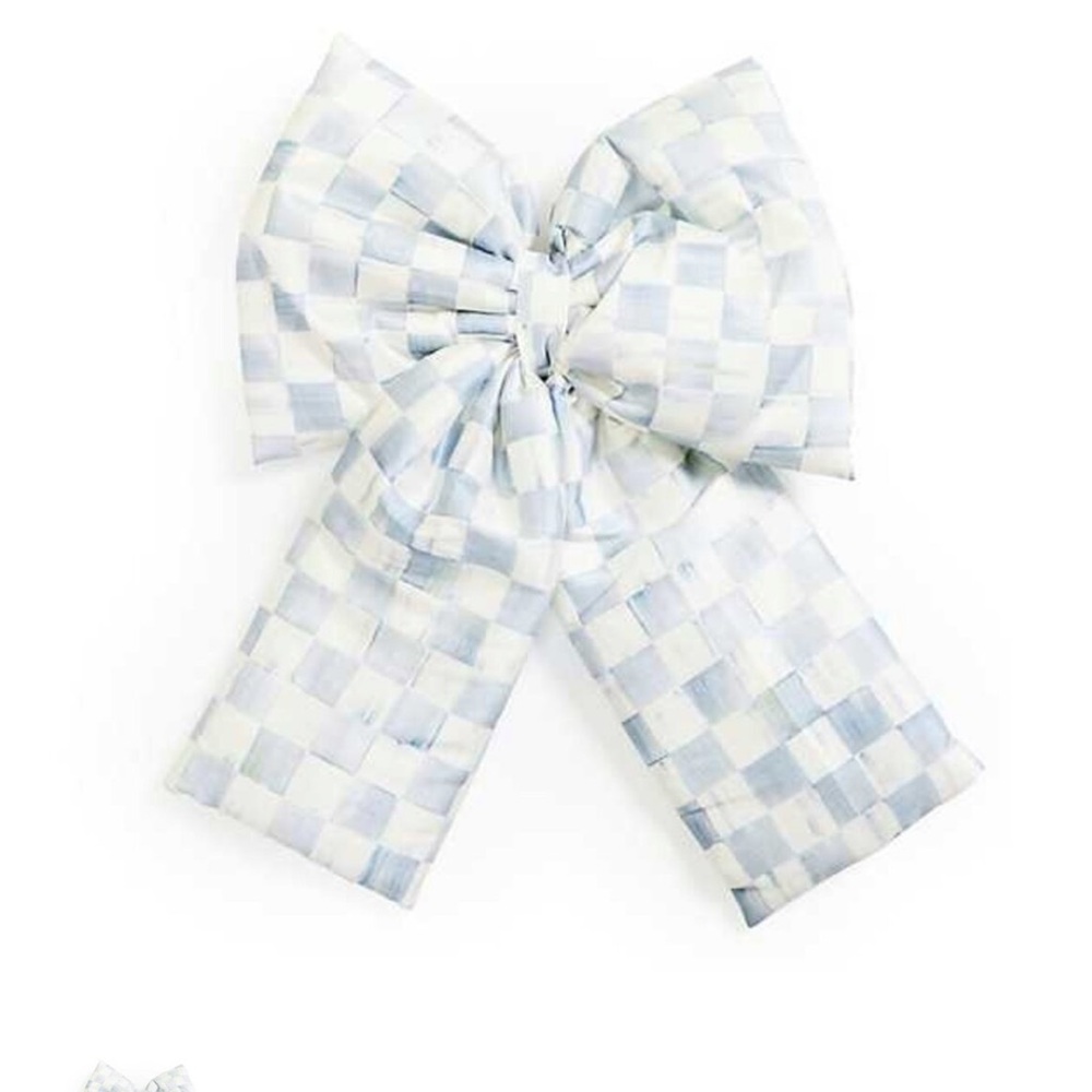 6 MacKenzie-Childs Blue and White Checkered Bow 9x14